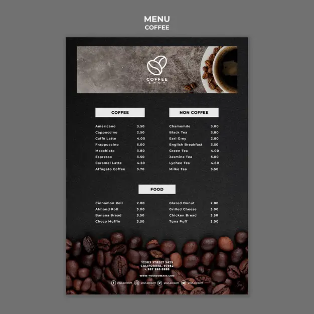 coffee shop menu template psd