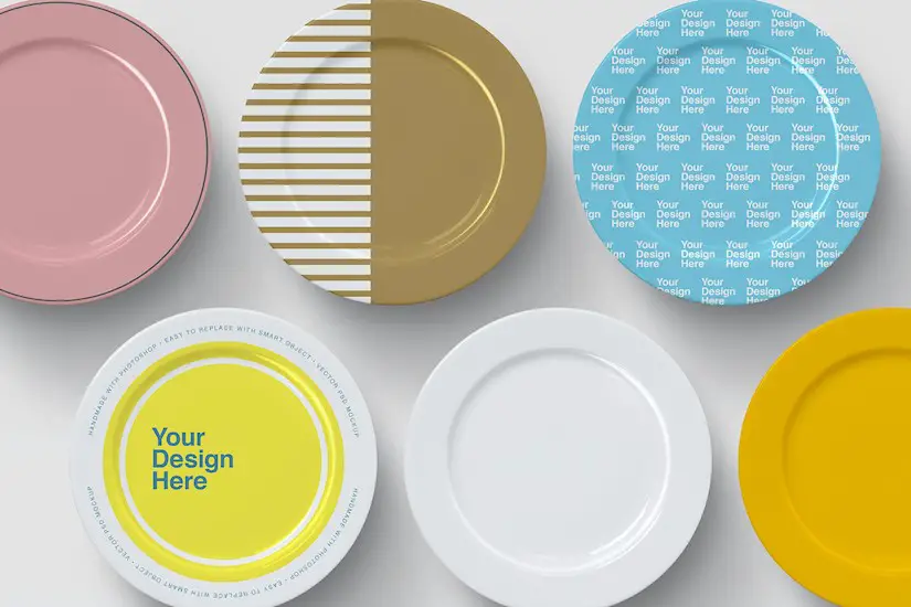 dinner plates mockup top view
