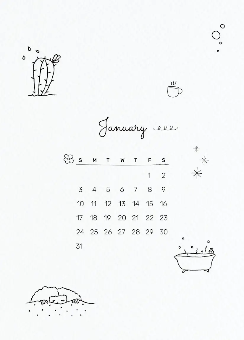 download premium vector of january 2021 printable calendar