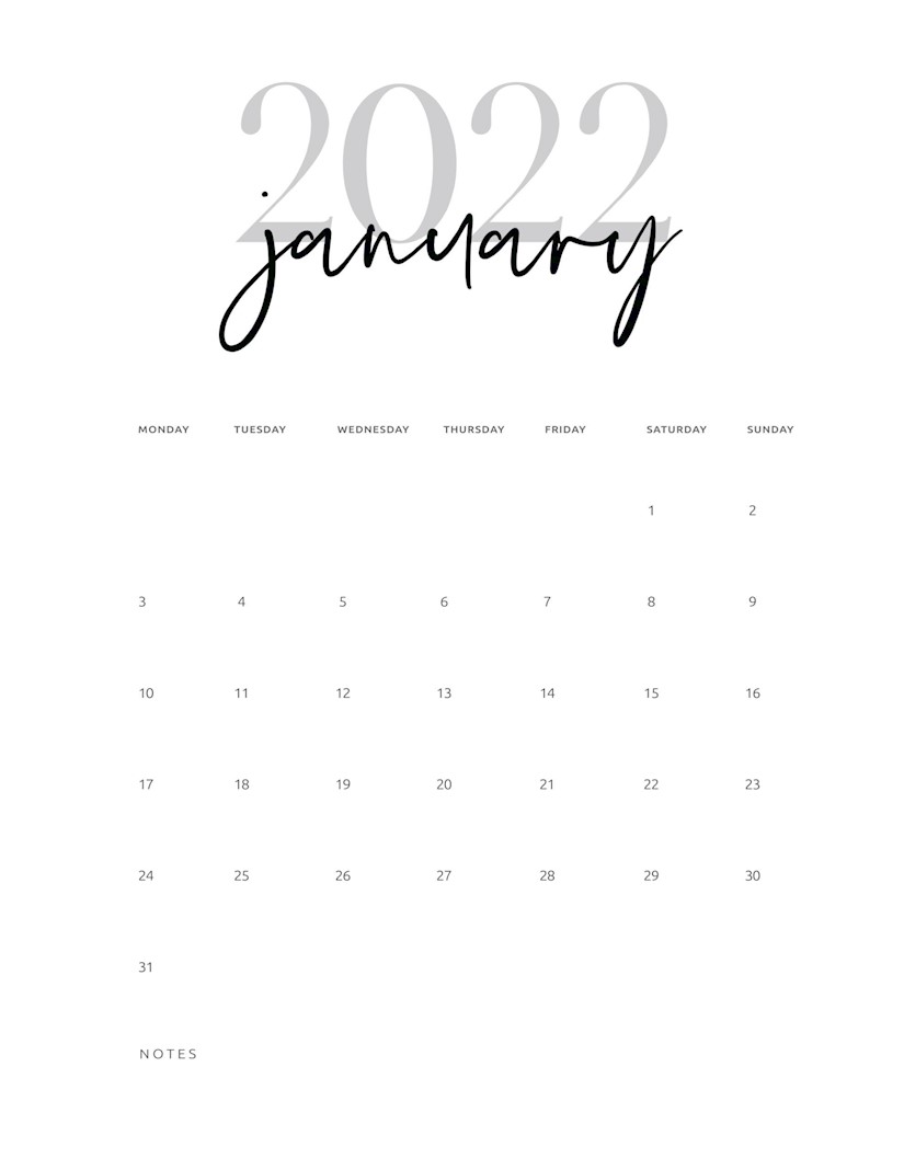 free 2022 monthly calendar