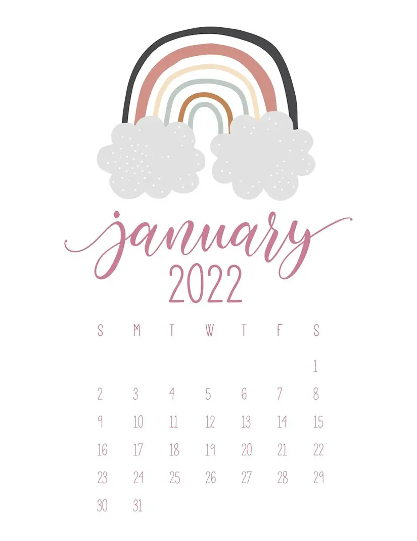 free cute printable calendar 2022