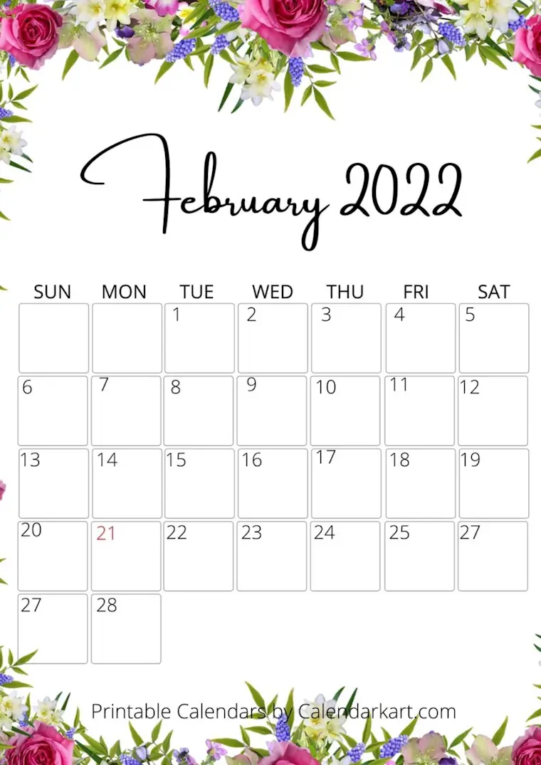 free cute printable february 2022 calendar with holidays