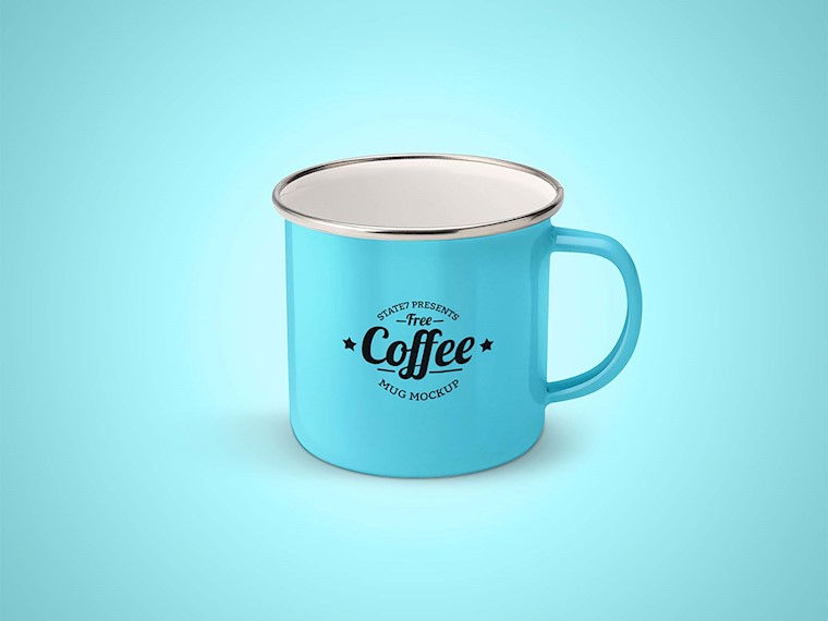 free enamel mug mockup psd