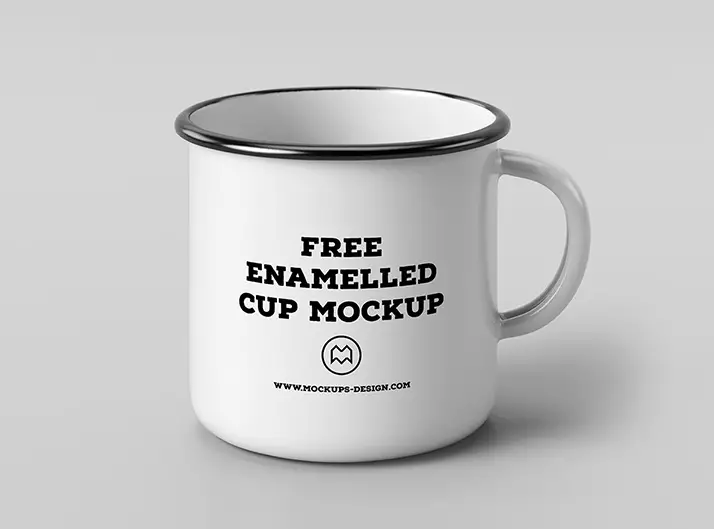 free enamel mug mockup