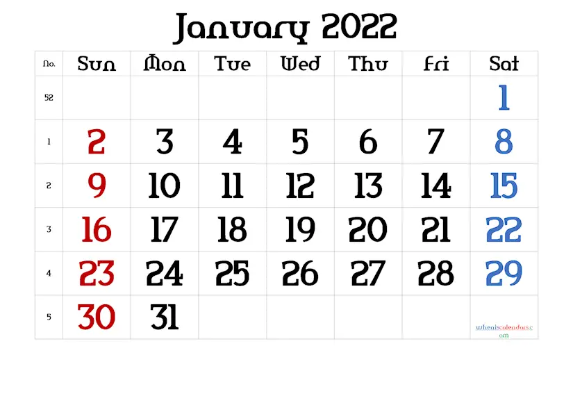 46 printable january 2022 calendars to download