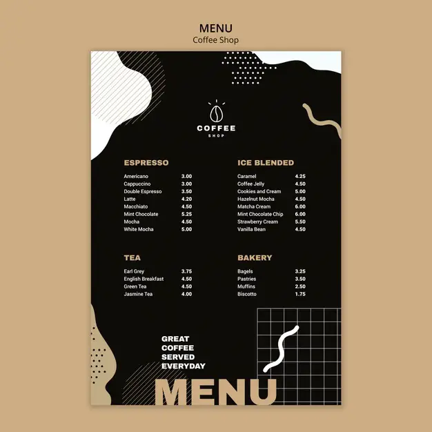 menu template concept coffee shop