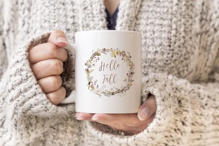 mug mockup woman holding mug