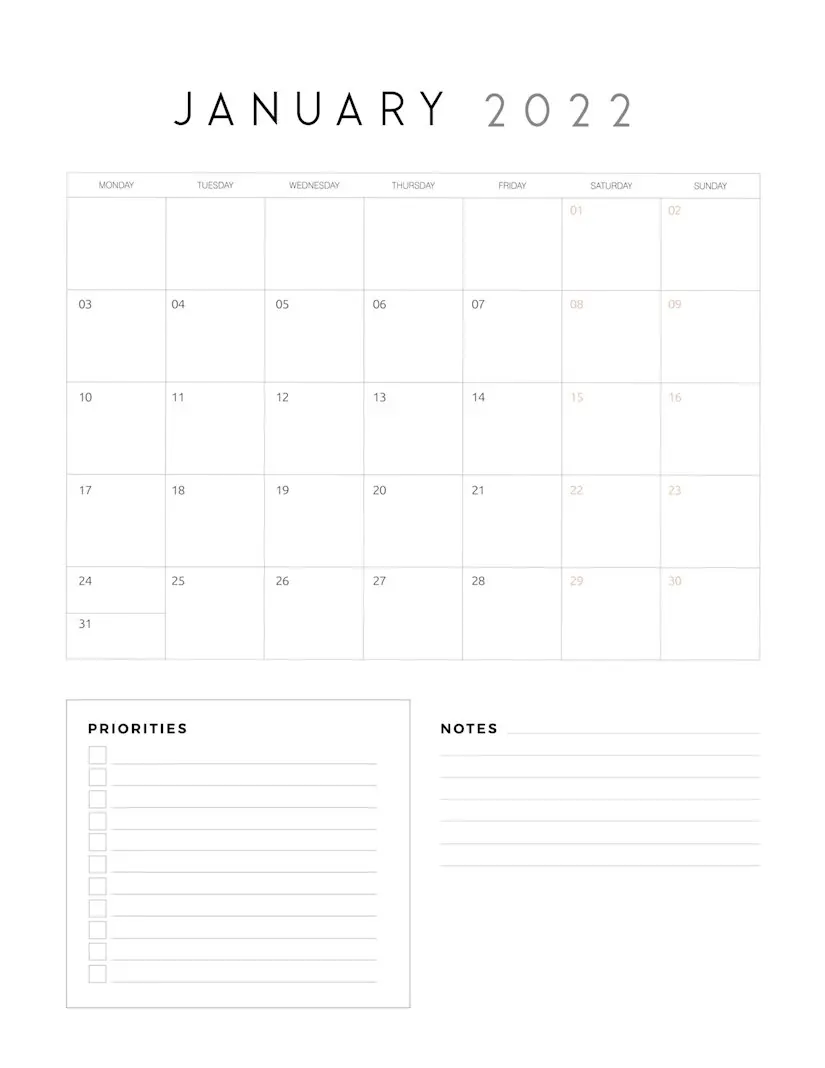 printable family organiser calendar 2022