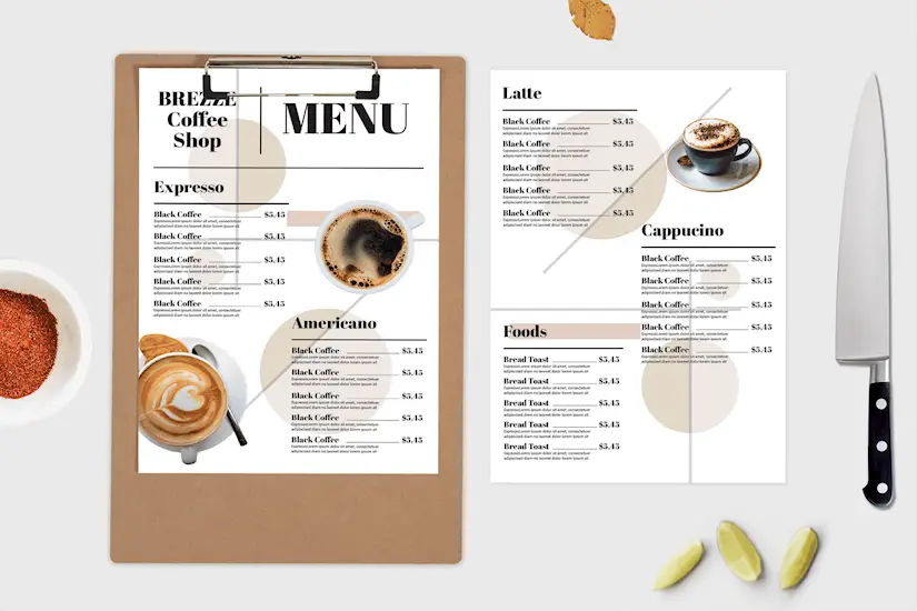 psd coffee shop food menu template