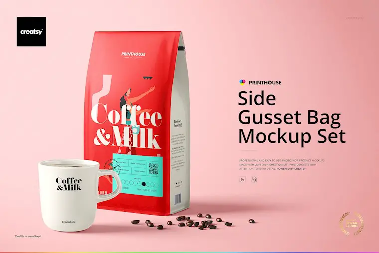 side gusset bag mockup set