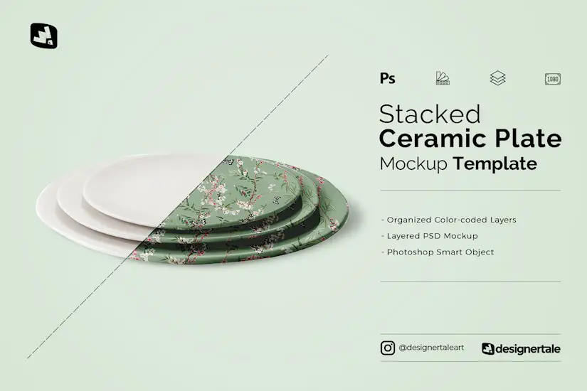 stacked ceramic plate mockup image preview 1