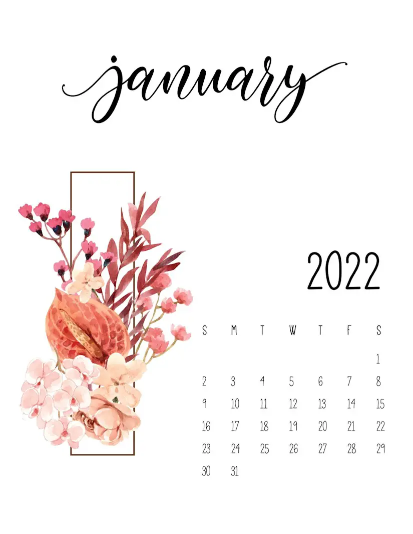 stunning 2022 floral calendar template printable