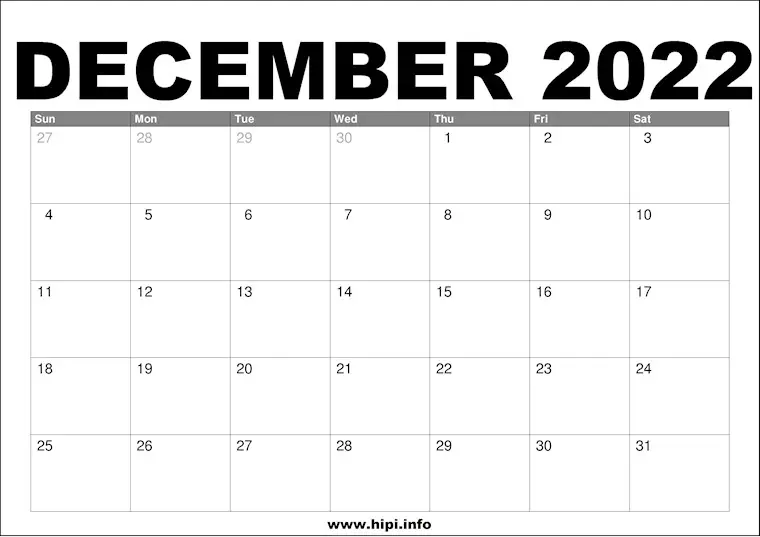2022 december calendar printable01