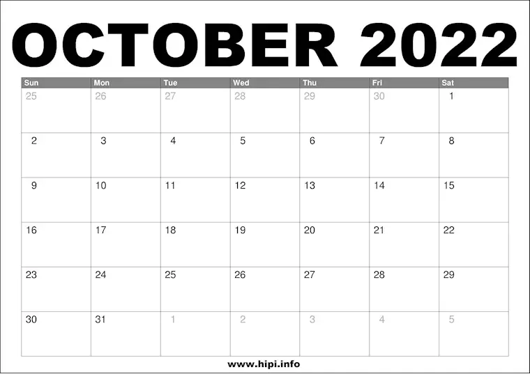 October Printable Calendar 2022 49 Free Printable October 2022 Calendars With Holidays - Onedesblog