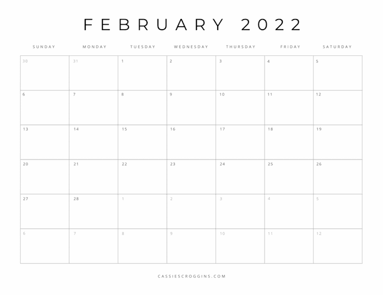 31 minimalist printable february 2022 calendars with holidays onedesblog