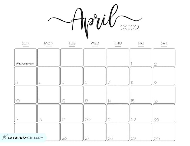 42 simple cute printable april calendars 2022