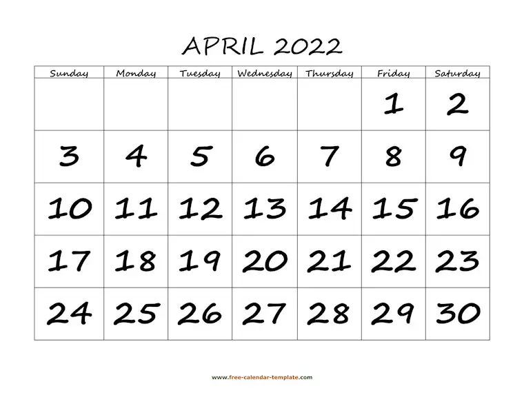 42 Simple & Cute Printable April Calendars 2022