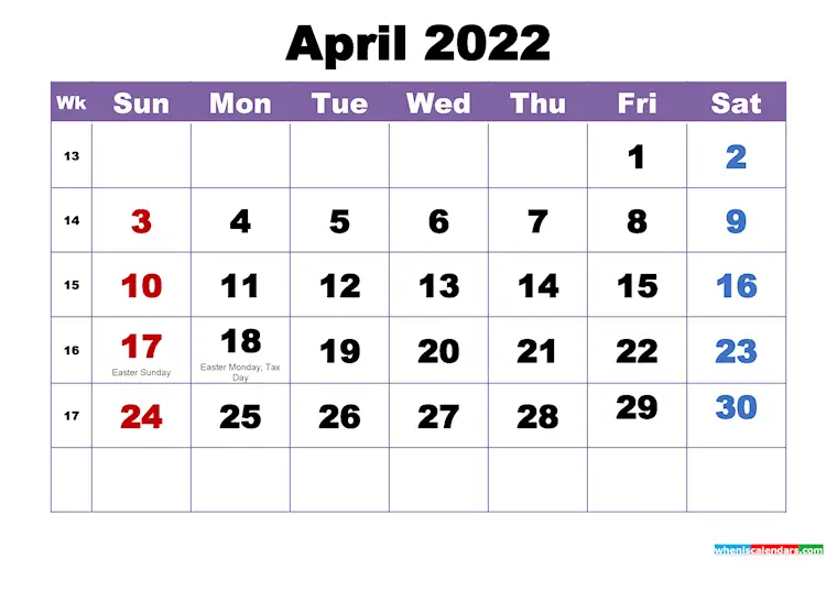 april 2022 monthly calendar printable holidays arialblk 5