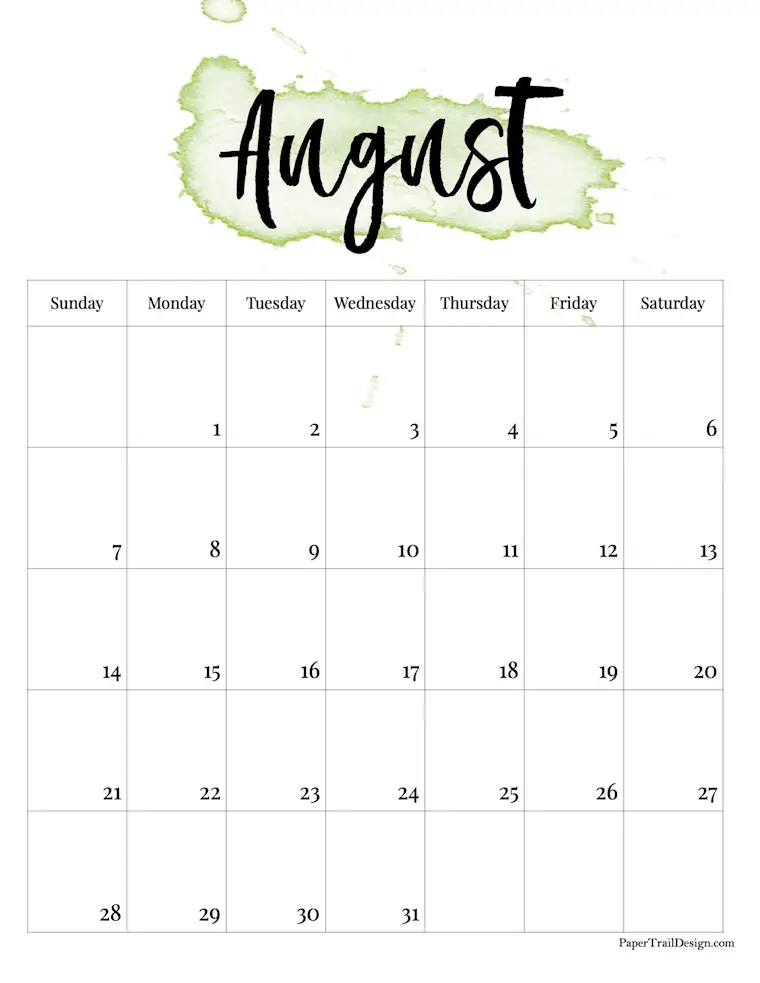 41 cute simple printable august calendars 2022 for free onedesblog