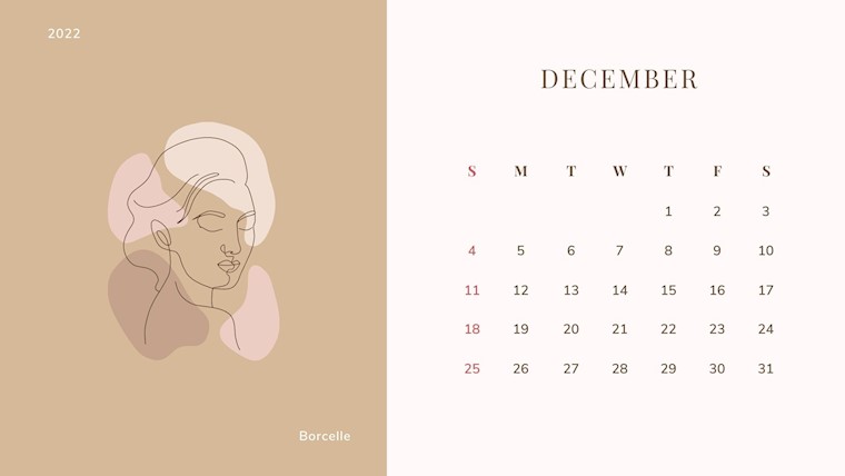beauty aesthetic december 2022 calendar