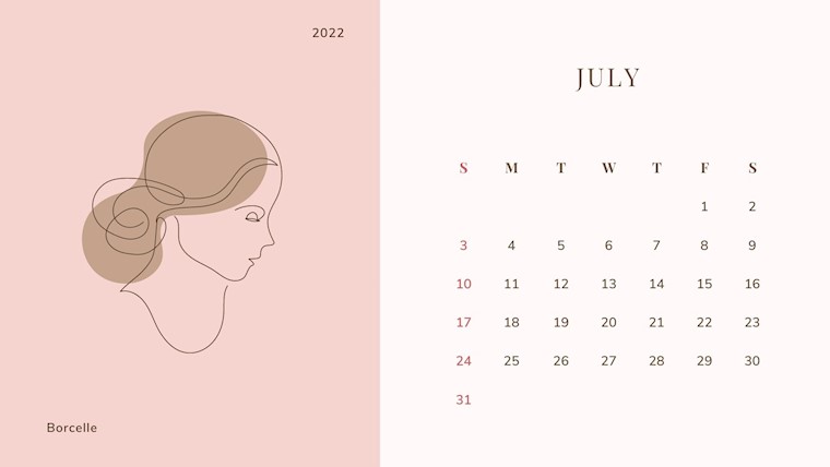 beauty aesthetic july 2022 calendar
