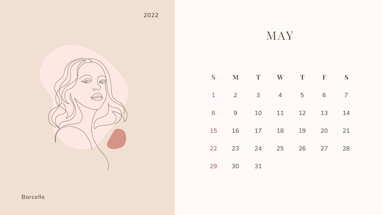 beauty aesthetic may 2022 calendar