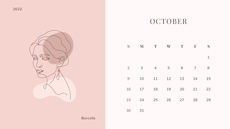 beauty aesthetic october 2022 calendar