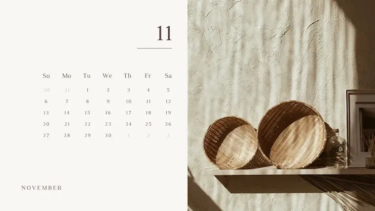 beige minimal botanical november 2022 calendar