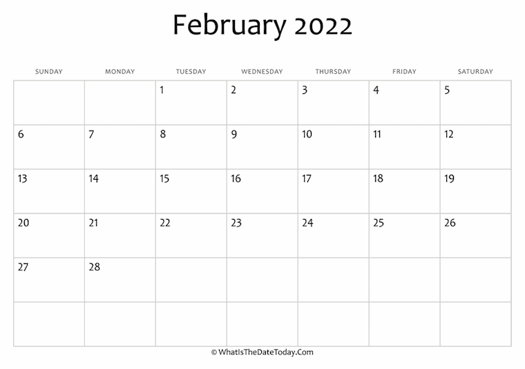 blank february calendar 2022 editable medium