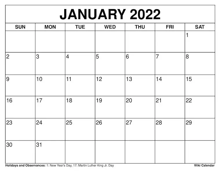 bold january 2022 calendar
