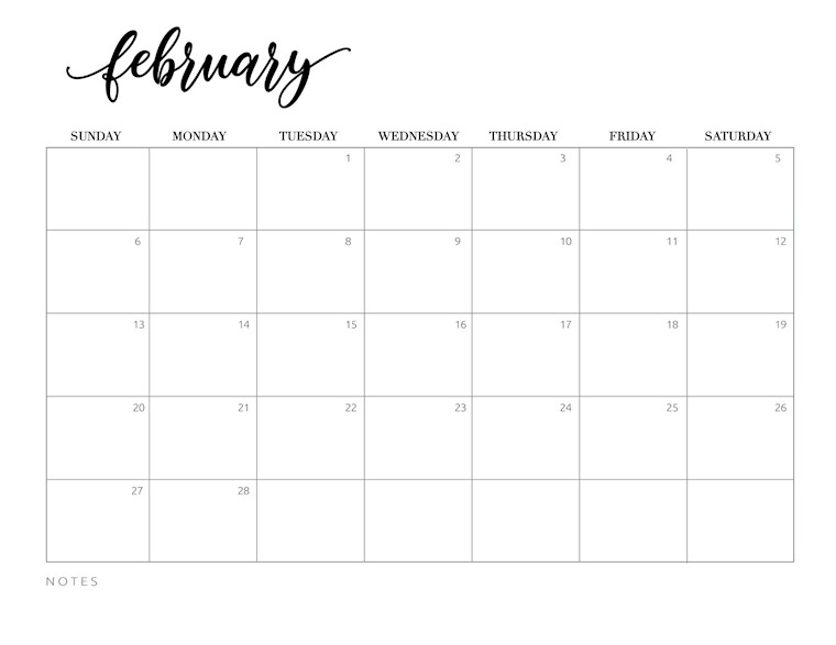 calendar 2022 printable free february
