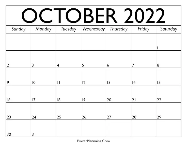 49 Free Printable October 2022 Calendars with Holidays - Onedesblog