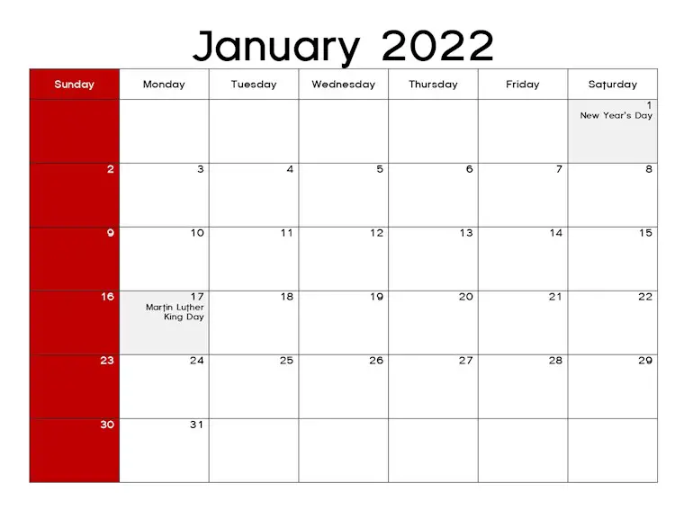 calendar january 2022 05