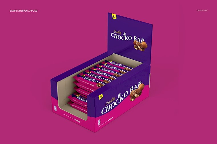 chocolate bar box mockup set