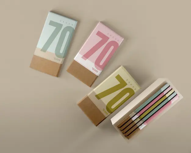 chocolate wrapping paper box mock up