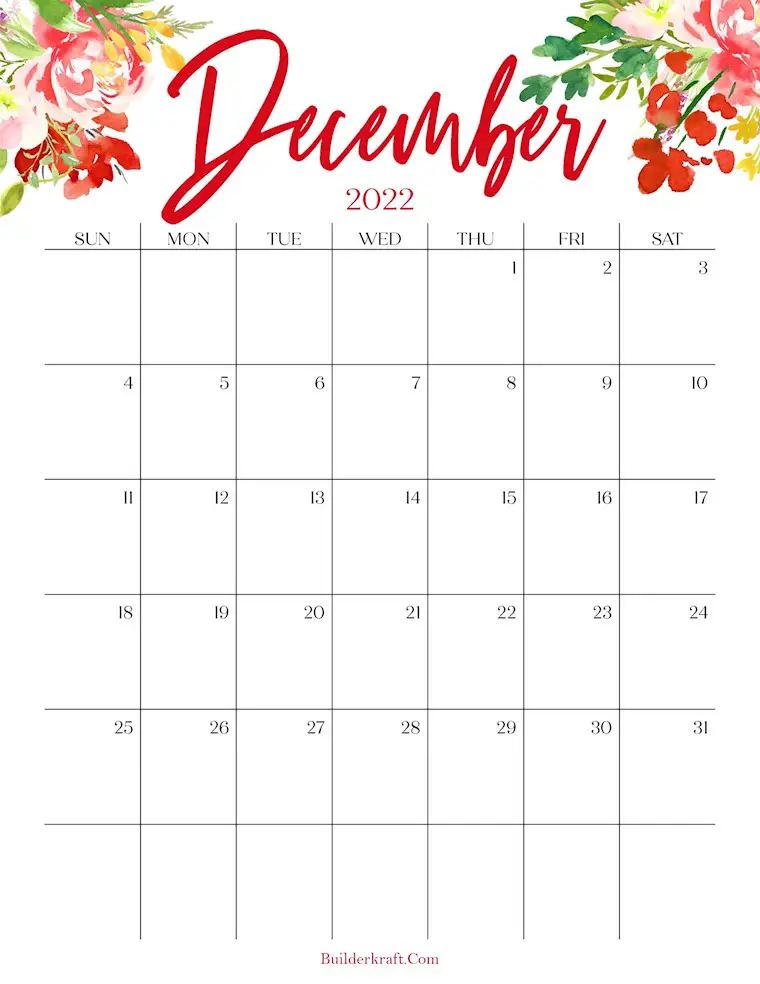 cute calendar december 2022