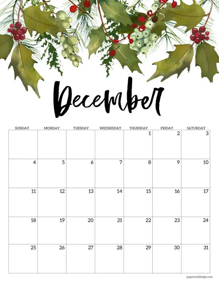 cute free 2022 calendar printable floral paper trail design 1