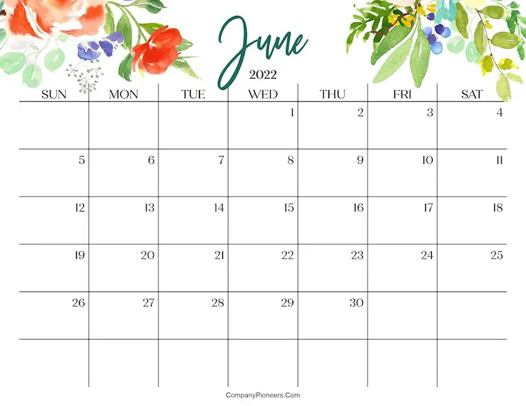 cute june 2022 calendar
