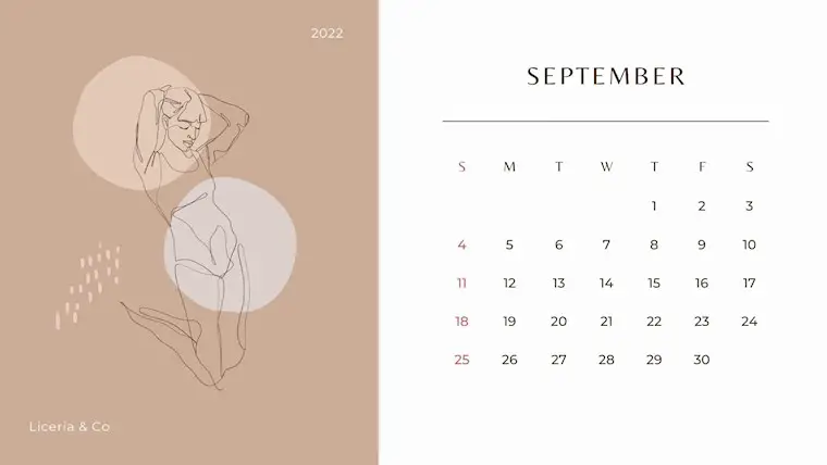 cute neutral beauty september 2022 calendar