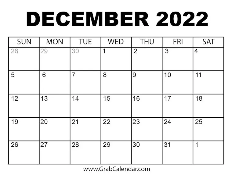 44 Free Printable December 2022 Calendars