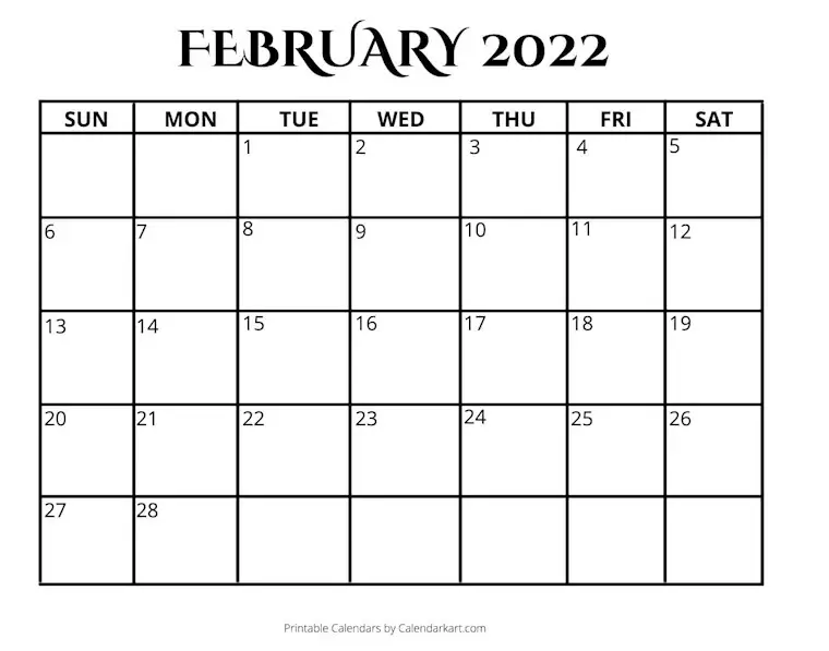 february 2022 calendar basic design