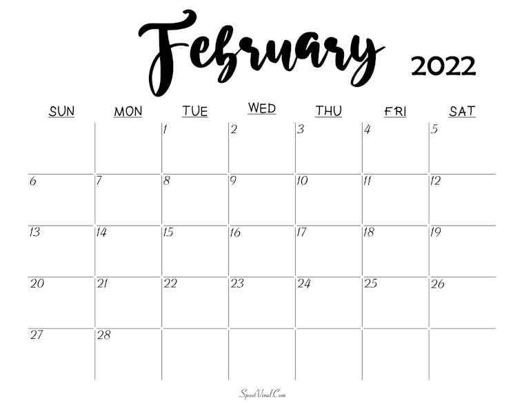 february 2022 calendar bold