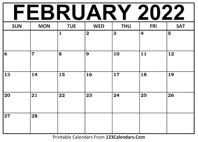 february 2022 calendar