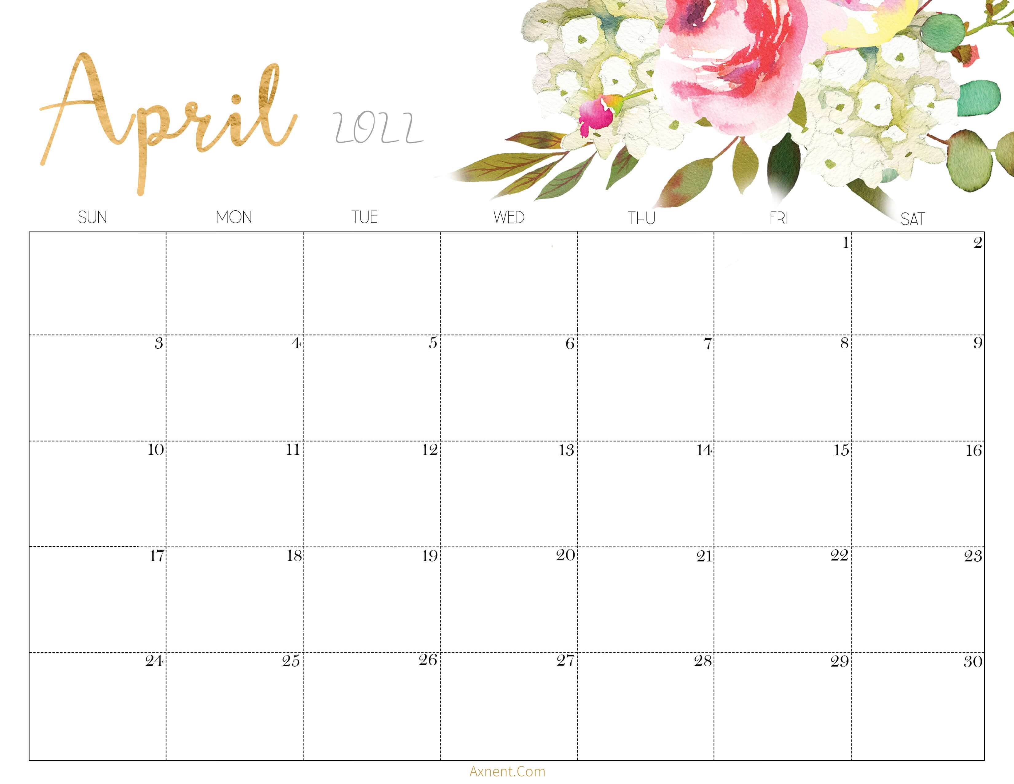 42 Simple & Cute Printable April Calendars 2022