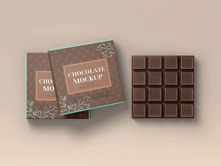 free chocolate bar packaging mockup