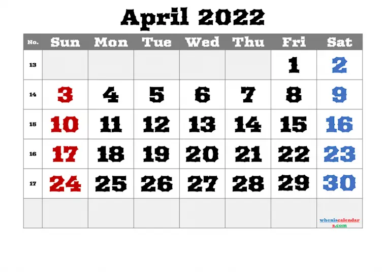 42 simple cute printable april calendars 2022