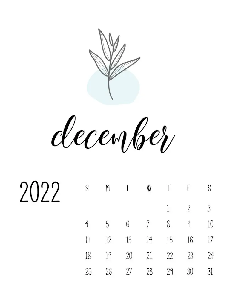 free printable botanical calendar 2022 1