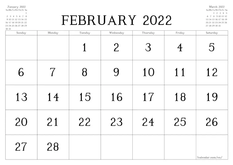 31 minimalist printable february 2022 calendars with holidays onedesblog