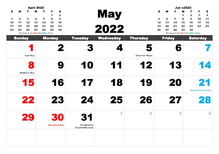 free printable may 2022 calendar with holidays freeprintme com arialblk
