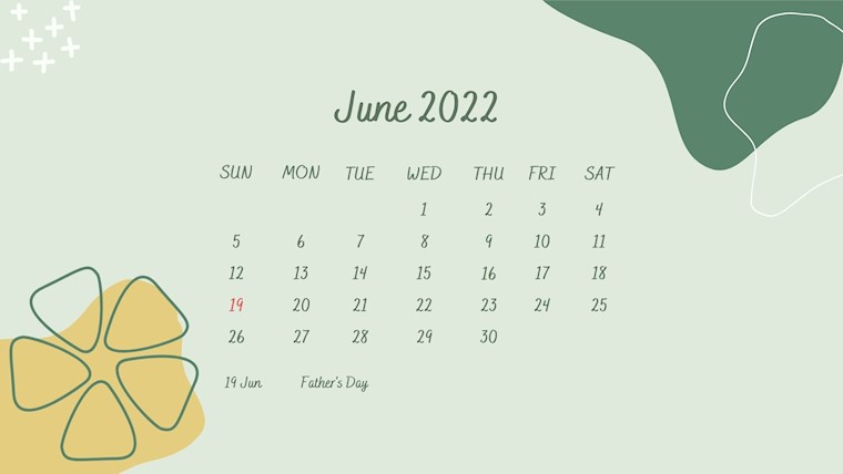 green illustrationj june 2022 calendar